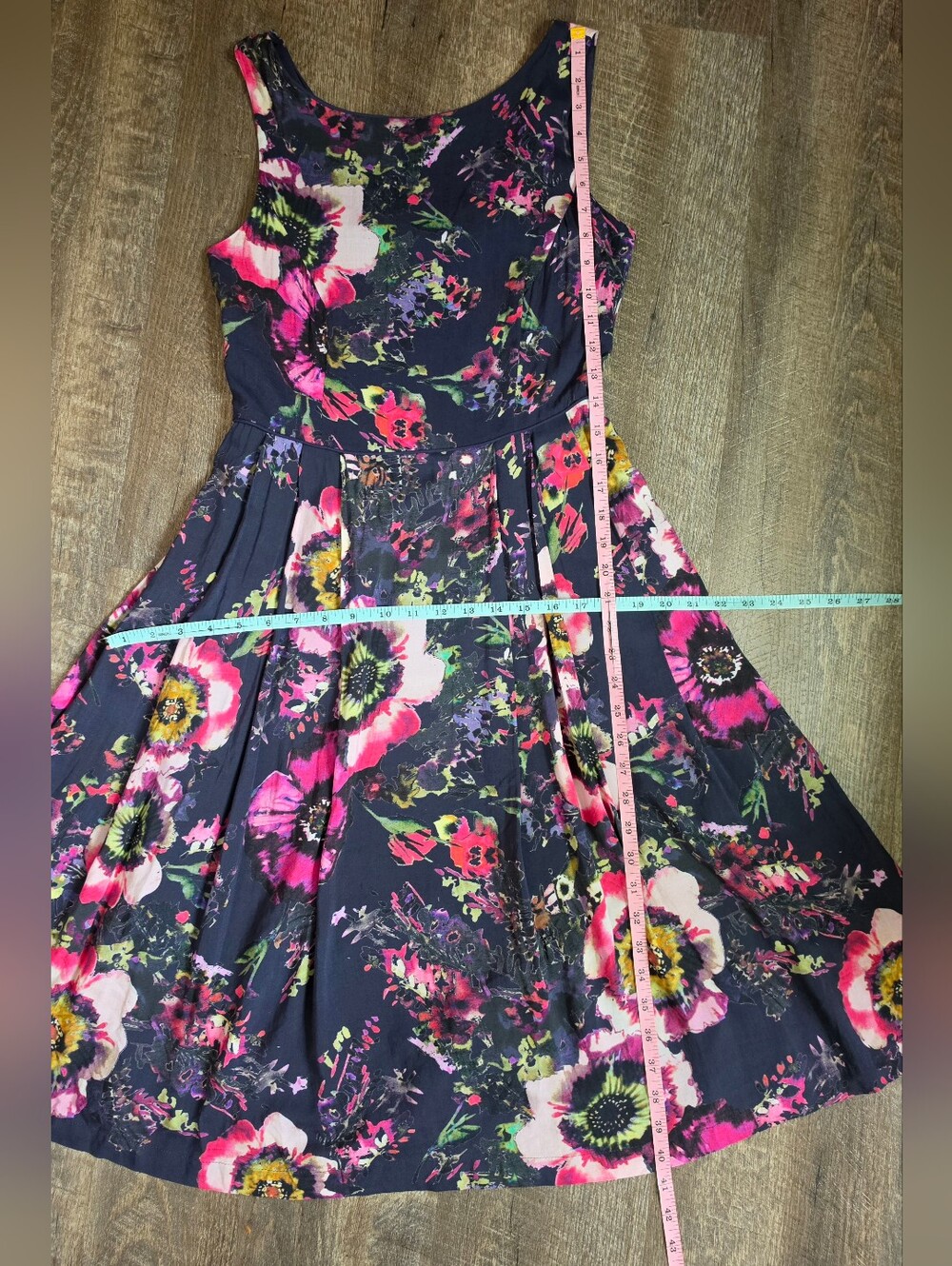 Monsoon UK Hatty Heritage Print Fit & Flare Dress Womens 4 Black & Multi Floral - Picture 10 of 14